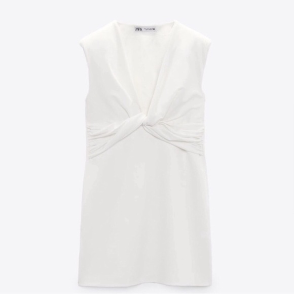 Zara Dresses & Skirts - NWT Zara White Mini V-Neck Knotted Dress
